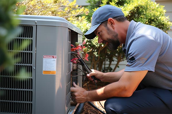 tech installing an air conditioner