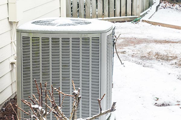 Heat pump in the snow