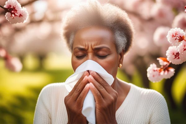 Woman allergic to flowering trees