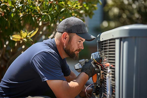 Tech working on outdoor unit