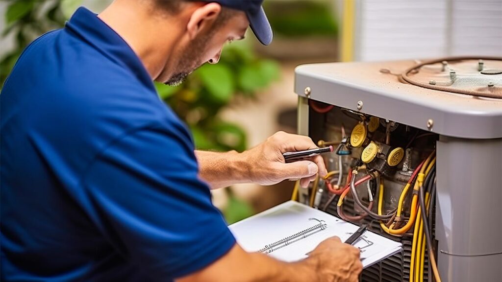 Tech working on an outdoor unit