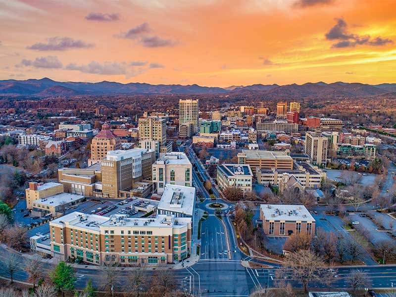 Ariel view of Ashville, NC